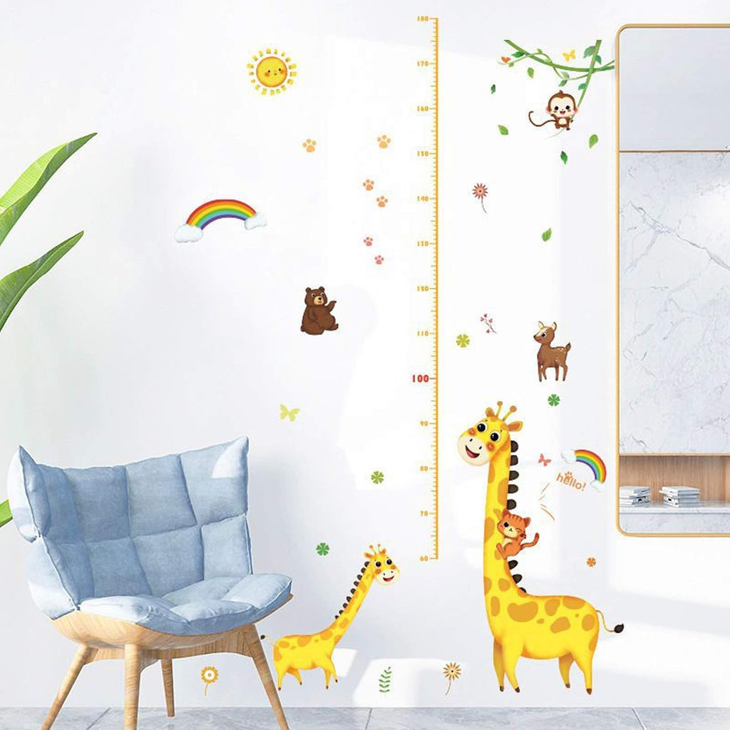 Growth Record Height Chart for Kids Children Growth Chart Wall Stickers Wall Stickers for Boys Girls Bedroom Nursery Wall Decor Cute Cartoon/Giraffe