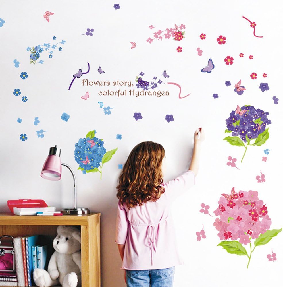 Romantic flower and butterfly design wall stickers, cartoon animals, removable heart-shaped wallpaper, home decor, PVC art mural, for babies size 50x70 xls7201