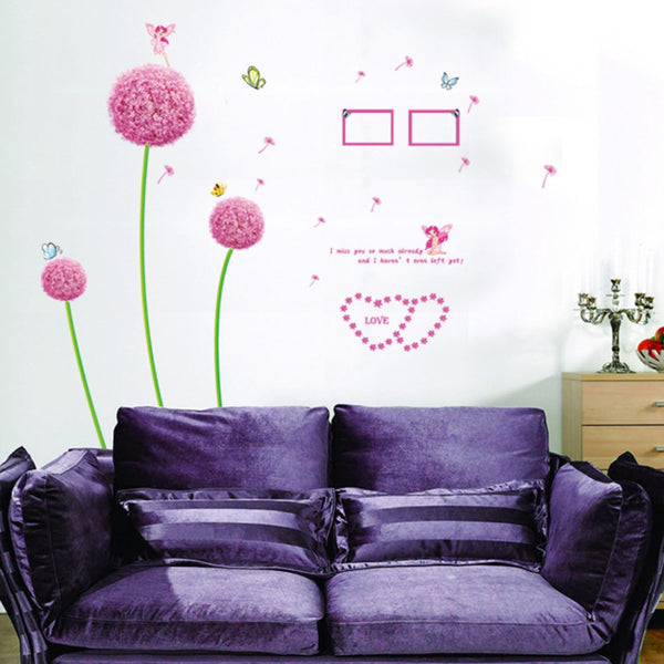 Indian Royals Pink Dendelion Flower Design Self Adhesive PVC Vinyl Wall Sticker size 45x60 ay6006b