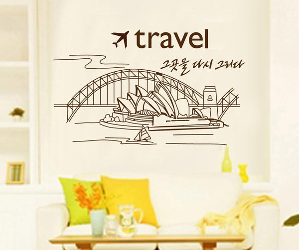 Elegante Inglés Cartas puente Opera vinilo de pared para el hogar papel adhesivo extraíble Living comedor dormitorio Cocina murales arte imagen DIY Stick Niñas Niños Kids Nursery Baby sala de juegos decoración size 50x70 jm8346