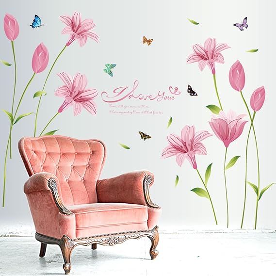 Cortina Love Flower Gallary Pink Theme Wall Sticker (Vinyl, 46 cm x 5 cm x 5 cm, PNB-SK9122C)