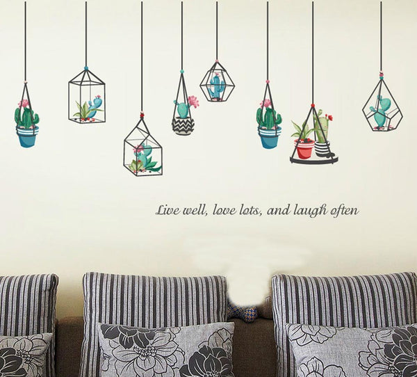 HM92013 weii  Stickers Decor Living Room Succulent Sticker Removable Vinyl ArtMural Decals