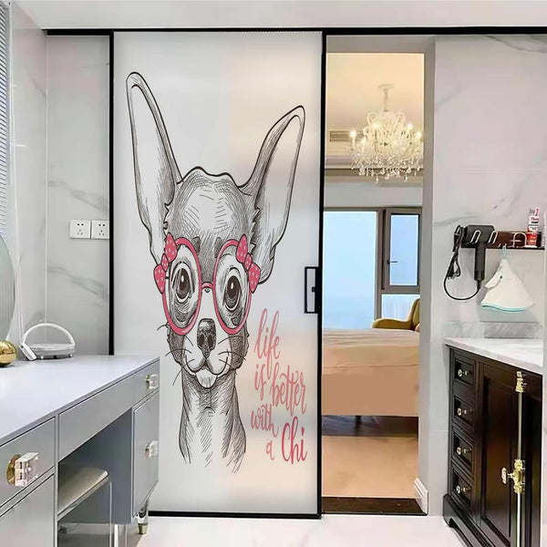 Lunarable Bow Bath Mat, Life is Better with a Chi Typographic Words and Sketched Chihuahua, Plush Bathroom Decor Mat with Non Slip Backing size 60x90 jm8388