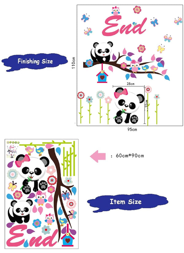 Jaamso Royals 'Panda Cartoon Owl' Wall Sticker (AY9220)  60x90
