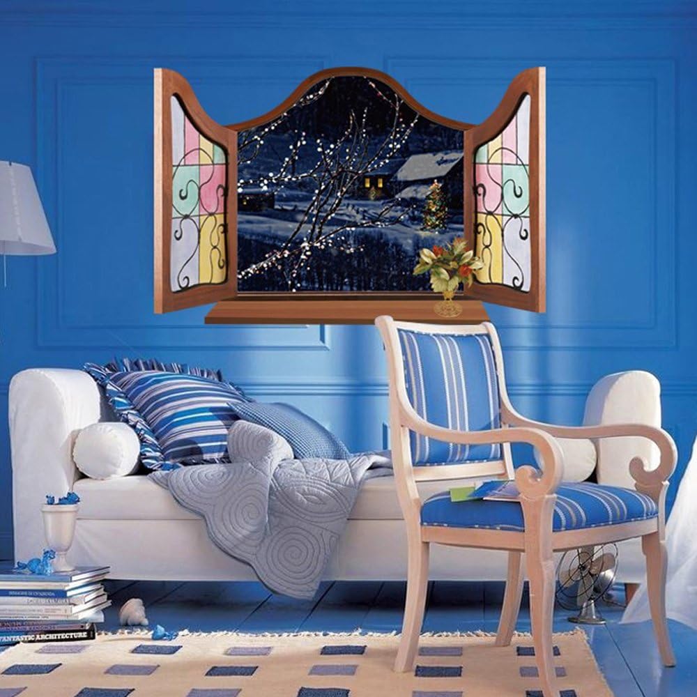 Autocollants muraux 3D pour fenêtre Motif animaux Décoration de maison en PVC Décoration murale pour bébé garçons filles enfants Chambre Cuisine Chambre