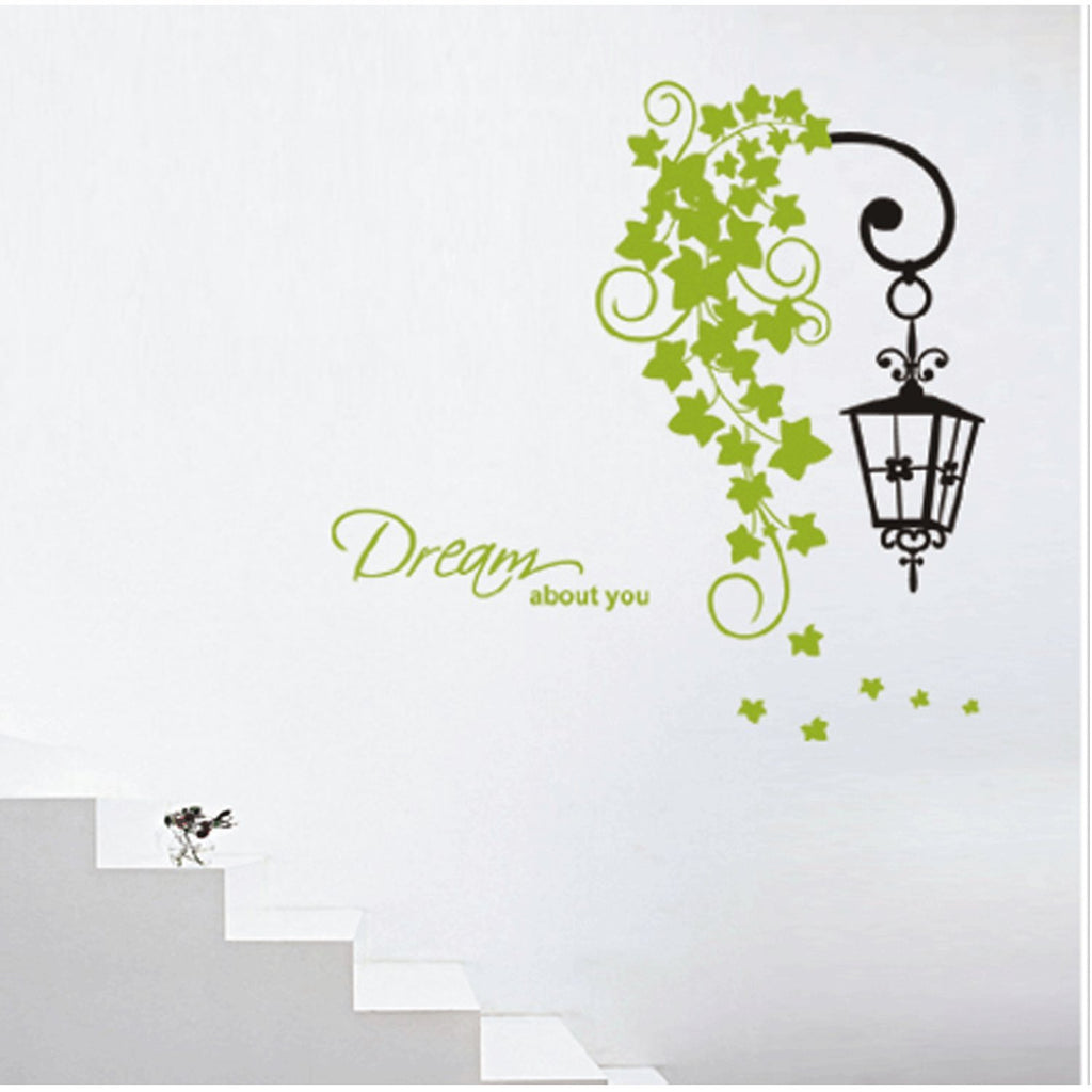 Jm8312 Studio Briana Fresh Green Creeper with Hanging Lamp Wall Sticker