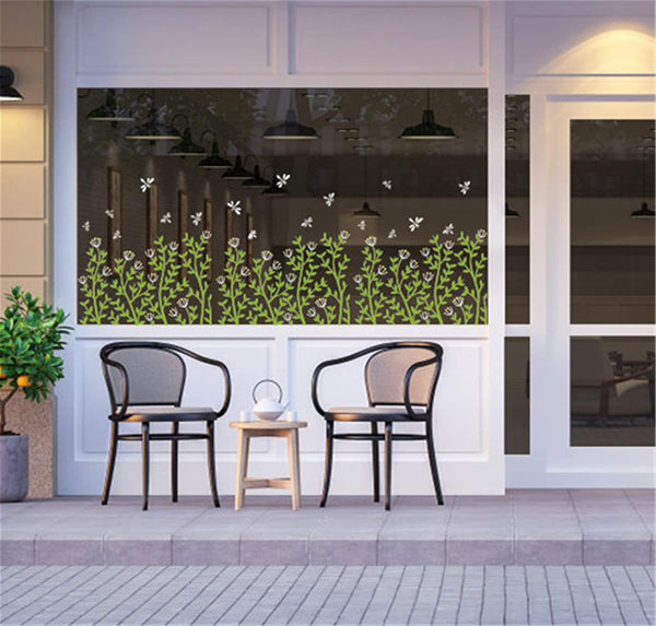 Grass and Flower Window Stickers, Wall Stickers, Living Room, Bedroom, Bathroom, Balcony, Window Decoration size 50x70 sk7188