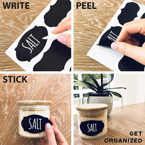 30 Pieces Set Black PVC Sticker Waterproof Chalkboard Kitchen Spice Label Stickers Home Jars Bottles Tags Blackboard Labels Stickers