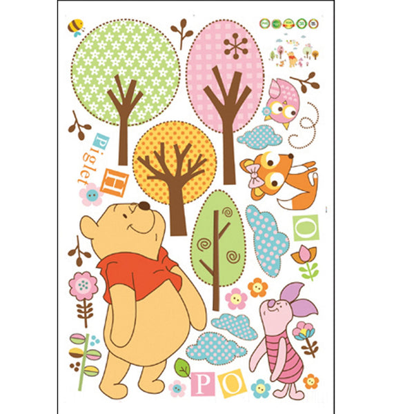 Studio Briana 90 cm Jungle Theme Pooh Bear, Piglet, Cat And Owl Artistic Wall Decal For Kids Room Self Adhesive Sticker