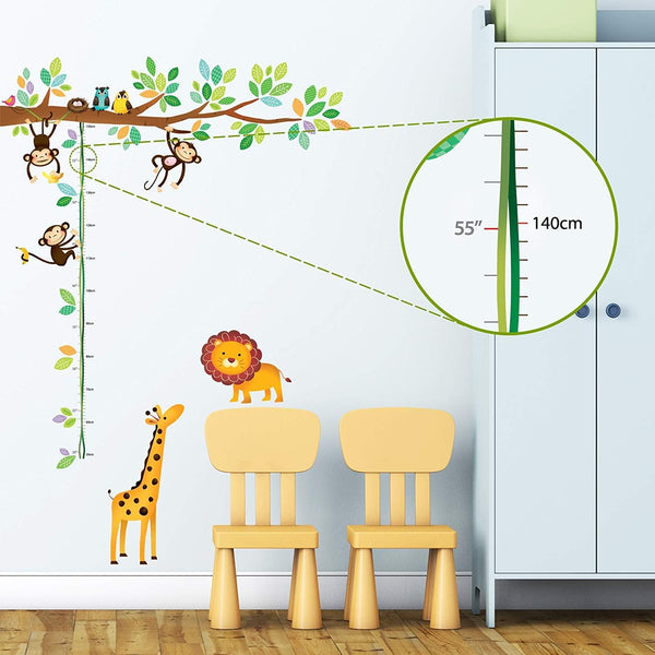 Lependor Little Monkeys Tree and Animals Height Chart Kids Wall Decals Wall Stickers Peel and Stick Removable Wall Stickers for Kids Nursery Bedroom Living...