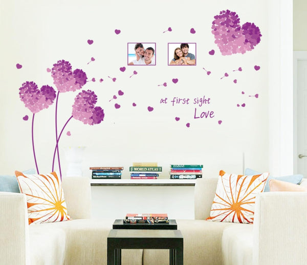 Indian Royals Purple Color Heart and Love at First Sight Quote Kids Self Adhesive Peel and Stick Home Décor and Wall Decor Wall Sticker size 50x70 ay7176d