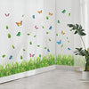 XL7180 Supzone Green Grass Wall Corner Decals Flower Butterfly Baseboard Skirting Line Wall Art Sticker for Bedroom Living Room Kitchen Wall Decor Home Decoration