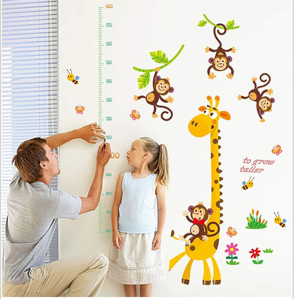 Kids Giraffe Growth Chart Wall Sticker Height Chart Kids Wall Ruler Roll Up Height Chart Portable For Bedroom Nursery Decoration size 50x70 sk7196