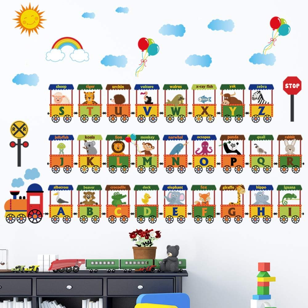 Wall Stickers English Letters Train Kindergarten Classroom Cartoon Sofa Background Wall Children's Room Decoration sk9178