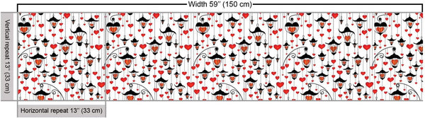Ambesonne Love Fabric by The Yard, Romance for Valentine's Day Hearts in Lamp Classic Antique Themed Pattern, Decorative Fabric for Upholstery and Home size 60x90 Dk9147