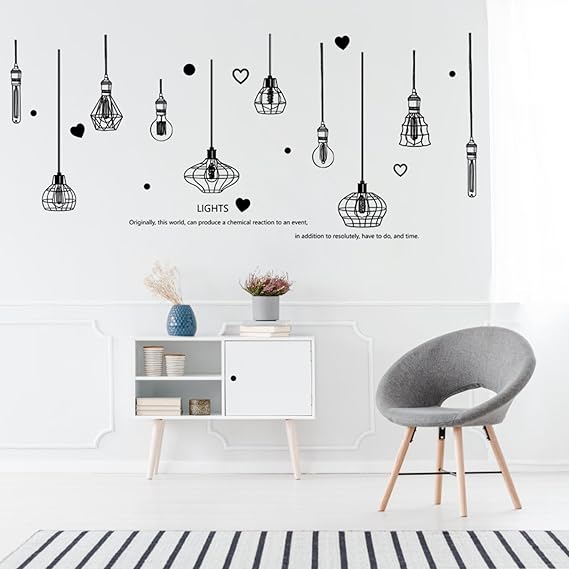 JAAMSO ROYALS Black Chandelier Self Adhesive PVC Vinyl Easy to Apply Wall Décor & Home Décor Wall Sticker  size 60x90  hm92022