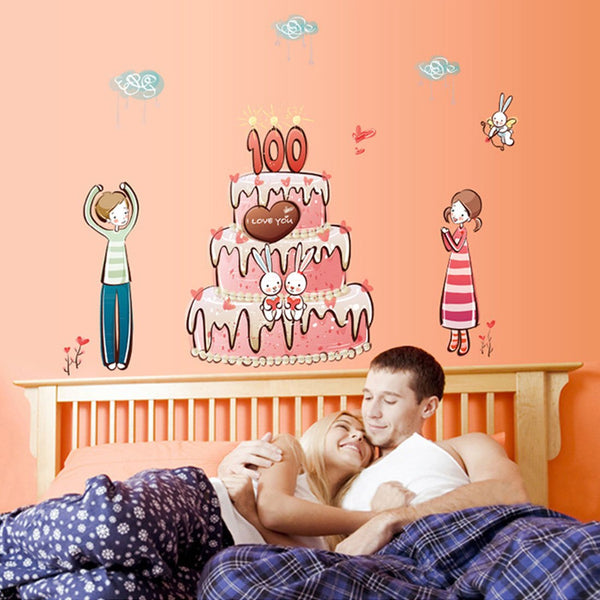 Cake Boy Girl Print Self-adhesive Wall Sticker Decal Wallpaper 70x50cm