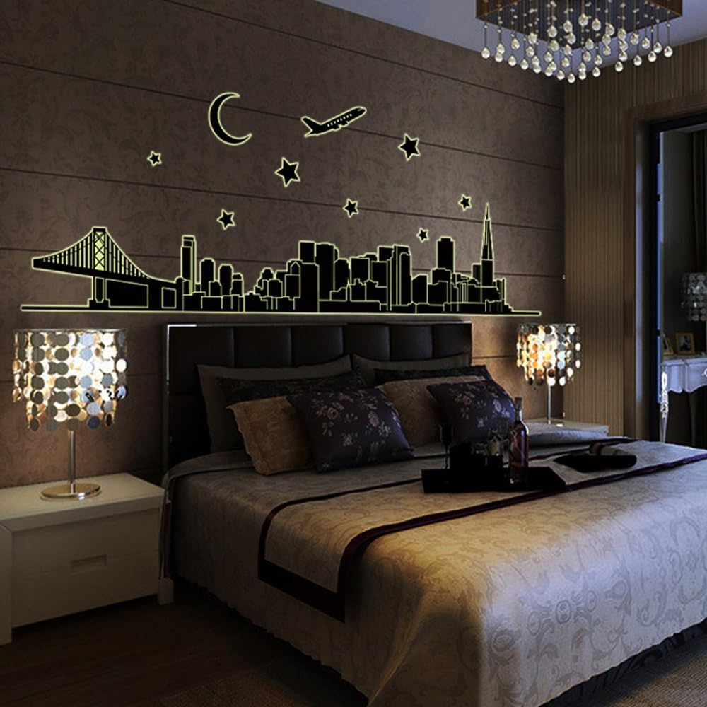 Night City Wall Stickers Removable Home Decor PVC Wall Decals Art Mural Child Boys Girls Kids Bedroom Kitchen Decoration Poster size 60x90 abq9601