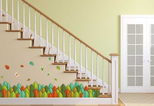 Amazon Brand - Solimo Wall Sticker for Living Room (Leafy Fence, Ideal size 50x70 xls7148