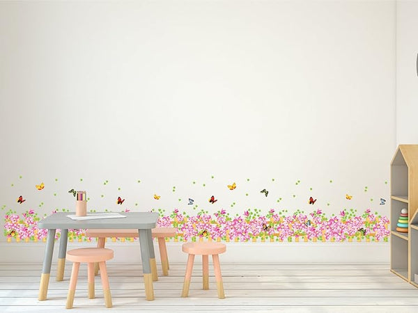 Amazon Brand - Solimo Wall Sticker for Living Room (Floral Fence, Ideal Wall,stick size 50x7. dm570160
