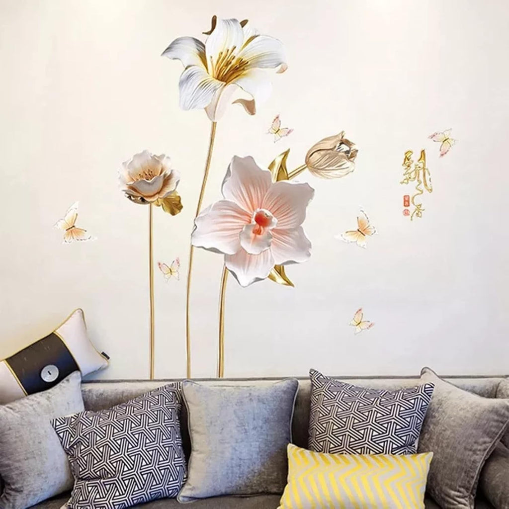 Relief Flower Wall Stickers Bedroom Decor Living Room Wall Decals Tv Sofa Background Decoration Wall Decor size 60x90 sk9288