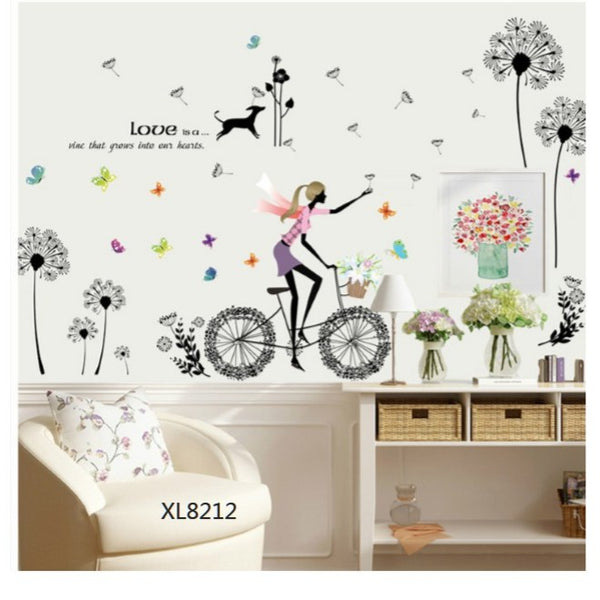 Flower Dandelion Girl Baseboard Porch Entrance Seamless Wall Sticker (XL8212)