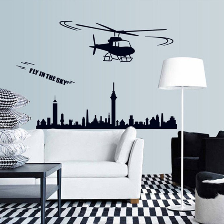 Cartoon airplane wall decal for bedroom, living room, TV background, home decor size 50x70 ay7071