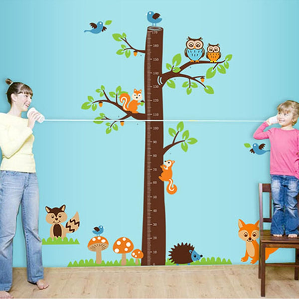 Large Wall Decals Height Chart for Kids Room Animals Wall Sticker
