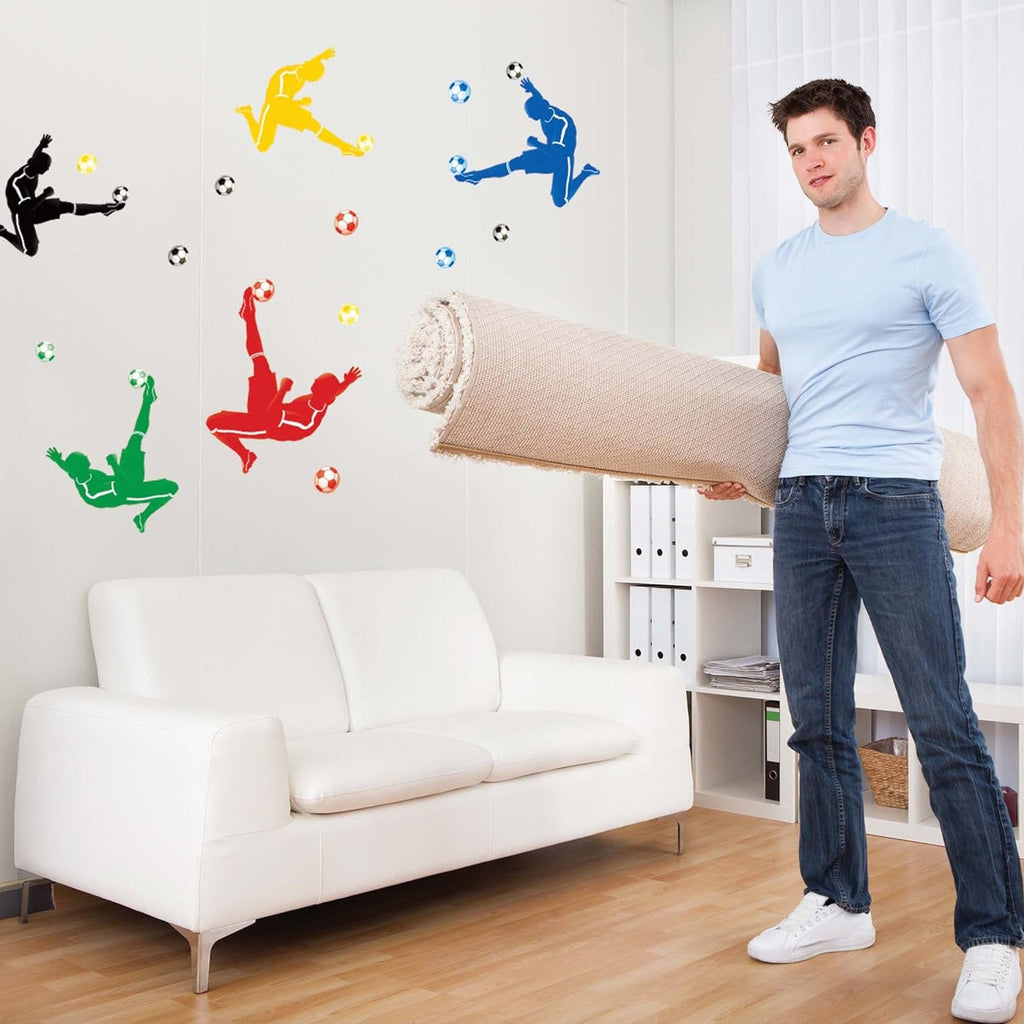 Playing Football Wall Decal Home Sticker House Decoration WallPaper Removable Living Dinning Room Bedroom Kitchen Art Picture Murals DIY Stick Girls Boys kids Nursery Baby Playroom Decoration by fashionbeautybuy1 size 60x90 nc029