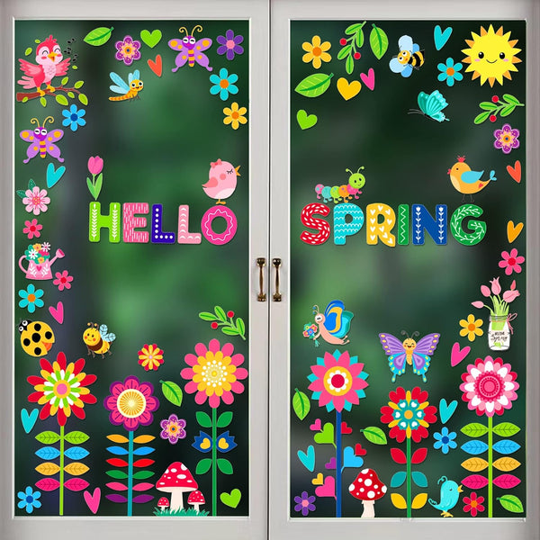 Easy to apply and remove wall stickers Colorful flowers　Colorful flowers