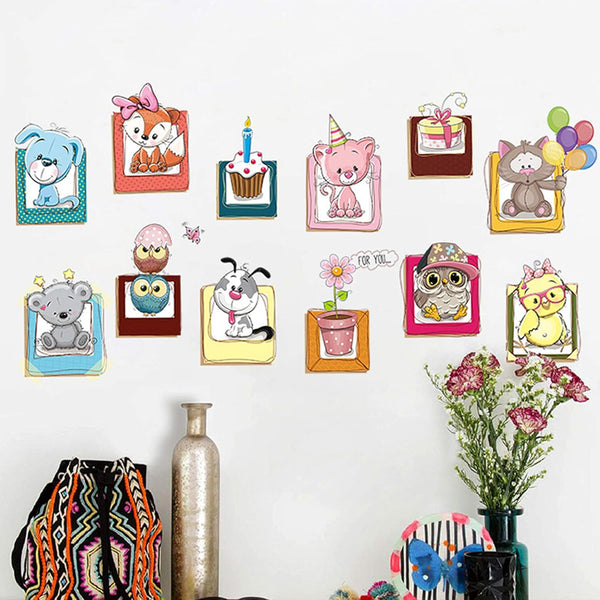 Cartoon Animal Photo Frame DIY Wall Sticker Living Room Bedroom Wall Stickers Wall Decor XH6223 ation for Kids Rooms