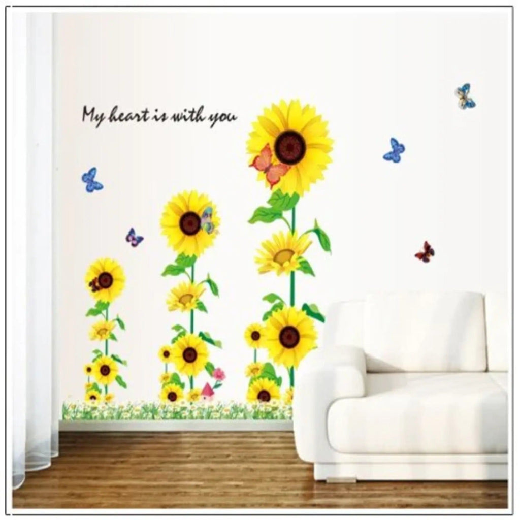 Short & Sweet: > Vibrant Sunflower & Butterfly Wall Sticker Set - DIY Home Decor  size 60x90  mj9001