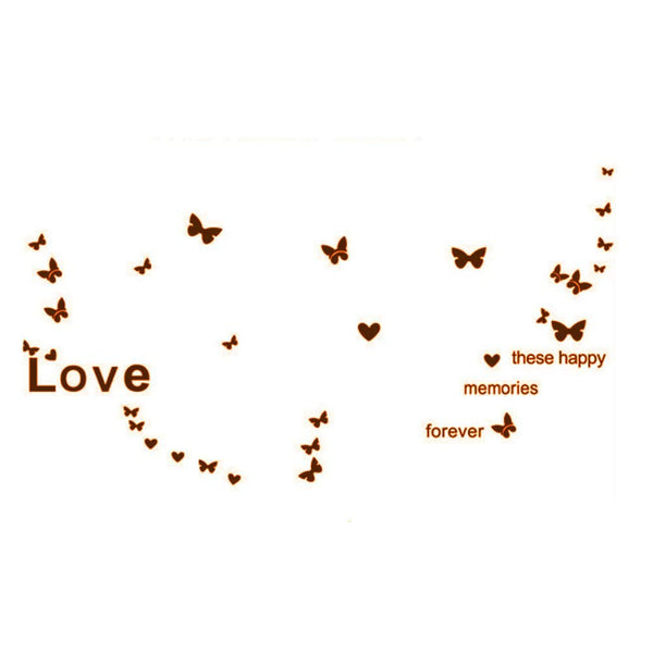 Wallpaper ´Love These Happy Memories Forever´ with Butterfly Wall Quote Art Sticker Decal for Home Bedroom Decor Corp Office Wall Saying Mural Wallpaper Birthday Gift for Boys and Girls  Q6687D Size: 120cm x 65cm/47.24