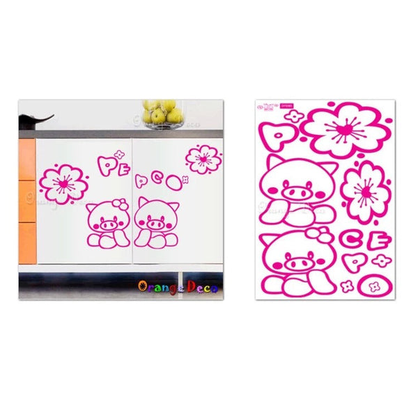 Couple pink bear  environmentally friendly removable wall stickers size 60x90 df5085