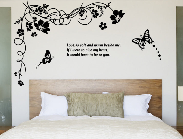 Butterfly Wall Sticker Black Vinyl Wall Art Floral Wall Paper PVC Removeable Wall Decor AY-817