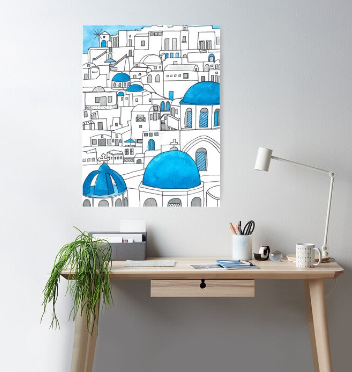 Santorini Blue and White Paradise | Poster