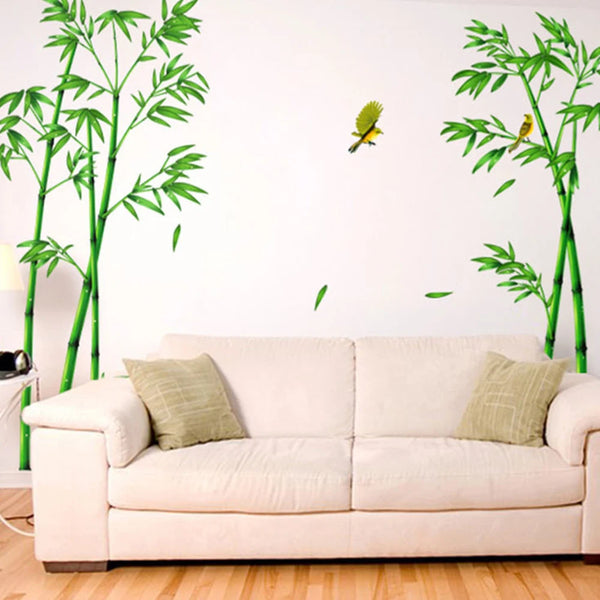 Creative Green Bamboo Wall Stickers Pastoral Style Plane Poster Decals Diy Removable Waterproof Wallpaper For Living Room Decor Xh0779