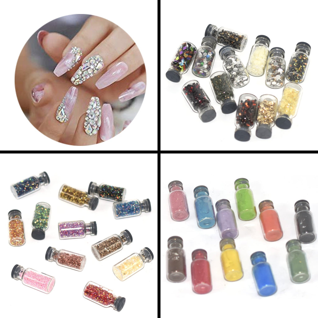 Full Beauty 36 Grids/Sets Nail Glitter Sequin Mixed Mirror/Meramid/Sugar Round DIY Flake Nail Art Decorations