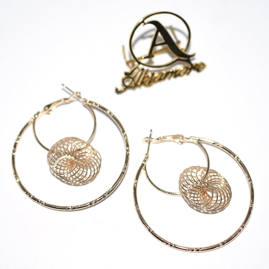 Golden Circle Round Hoop Earrings for girls