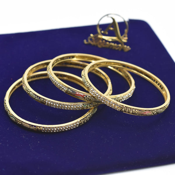 4pcs Ethiopian Jewelry Gold Color Bangles bl24gde3f-7