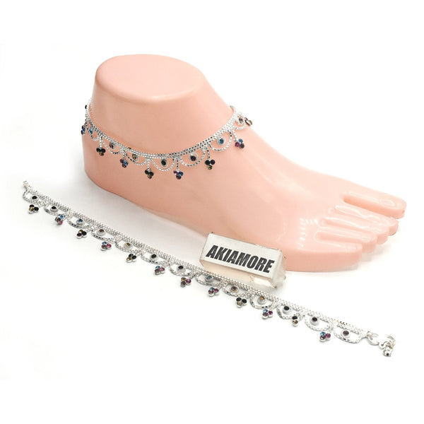 New Arrival Shiny Cubic Zirconia Crystal Tennis Anklets for Women in White Gold Color Plated plfrsra3g-5