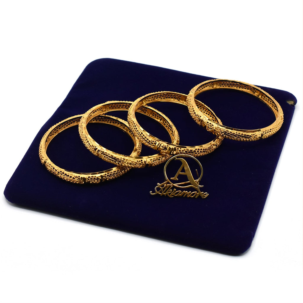 4Pcs/lot  Africa Fashion Gold Color Bangles For Women African Bride Wedding Bracelet Jewelry Gifts