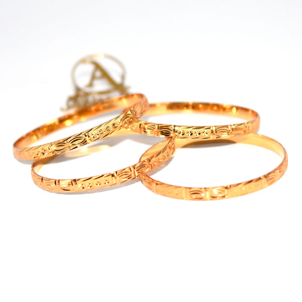 Gold Plated Beautiful 4 PCS Kada Bangle Set bl26gde1j-e