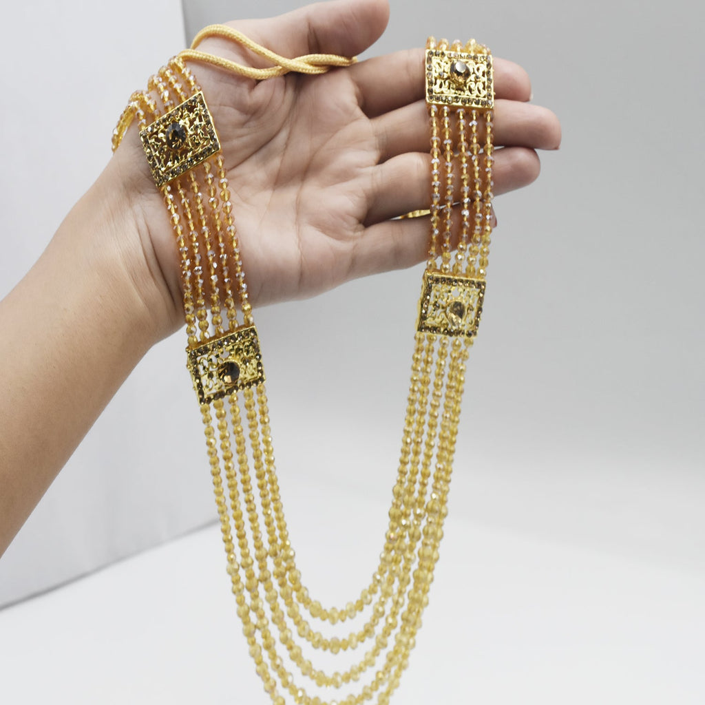 Classic White Pearl & Shampion Golden Mala Set Golden Set