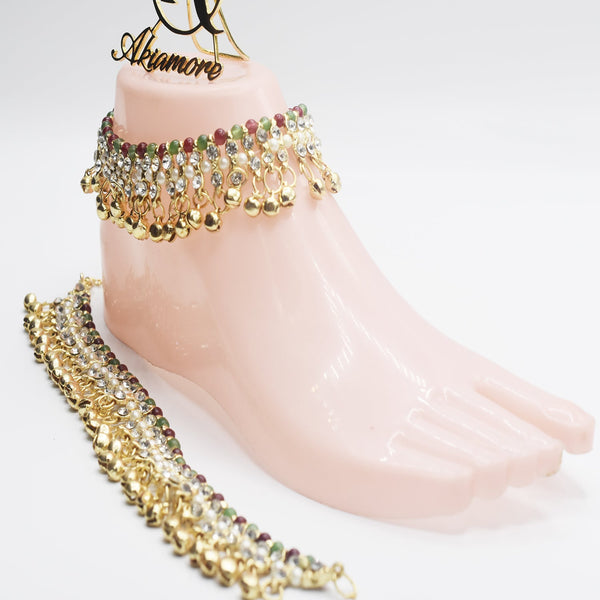 double line Mahroon green Payal for girls plfrmga2h-5