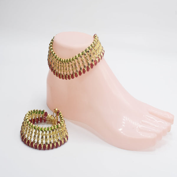 Maroon Green Sampen Moti Payal For Girls plfrmga2h-b