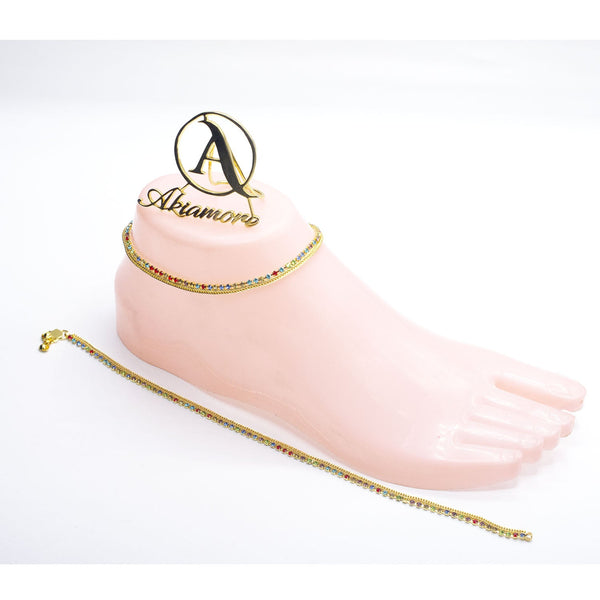 Hand Crafted Work Gold Plated Alloy Metal Plain Diamond Payal plfrgda3g-1