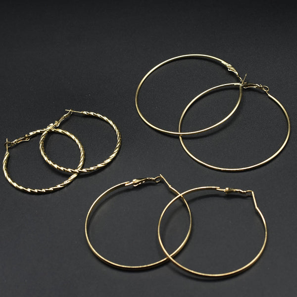 3 apir Golden New Fashion Round Dangle Drop Earrings for Women Geometric Round Heart Gold Earring egfrgdc2b-a