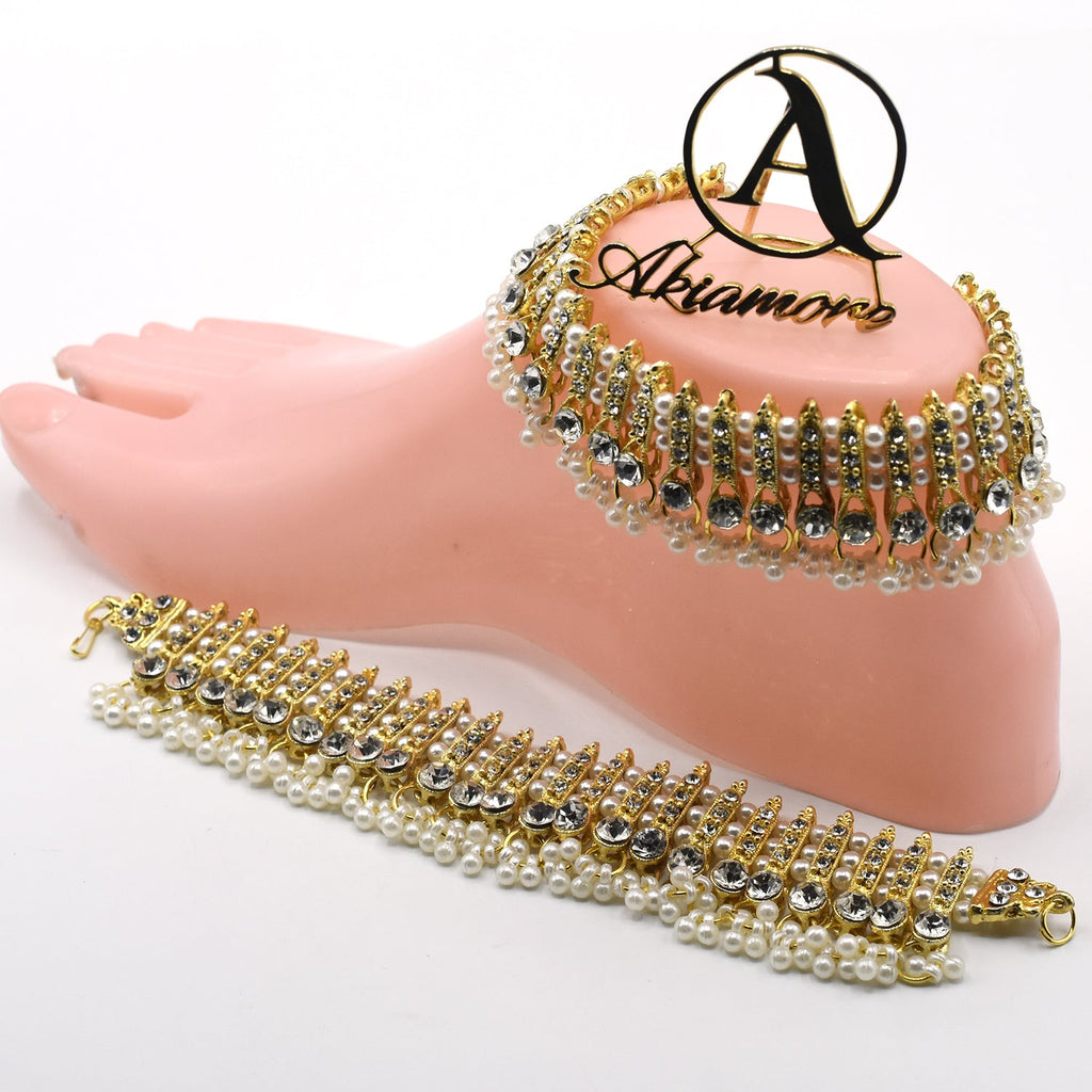 three line nagina pearl payal for women plfrpwa3e-f