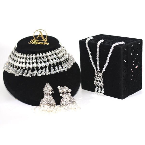 Zircons Luxury Glden and Silver Women Wedding Party Dress Jewellery Big Dangle Drop Bridal Necklace Earrings Jewelry Sets jtfrgda9J-1
